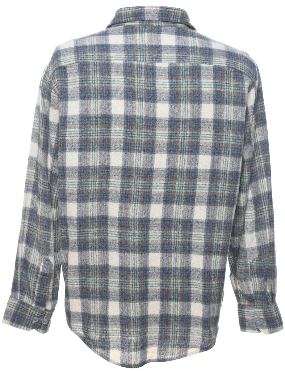 Grey & White Checked Flannel Shirt - XL