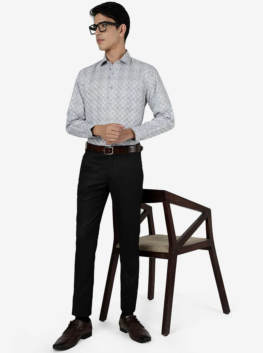 Grey Checked Regular Fit Formal Shirt | Greenfibre