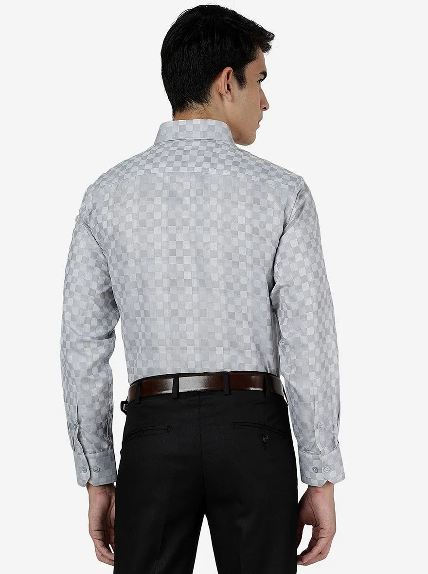 Grey Checked Regular Fit Formal Shirt | Greenfibre