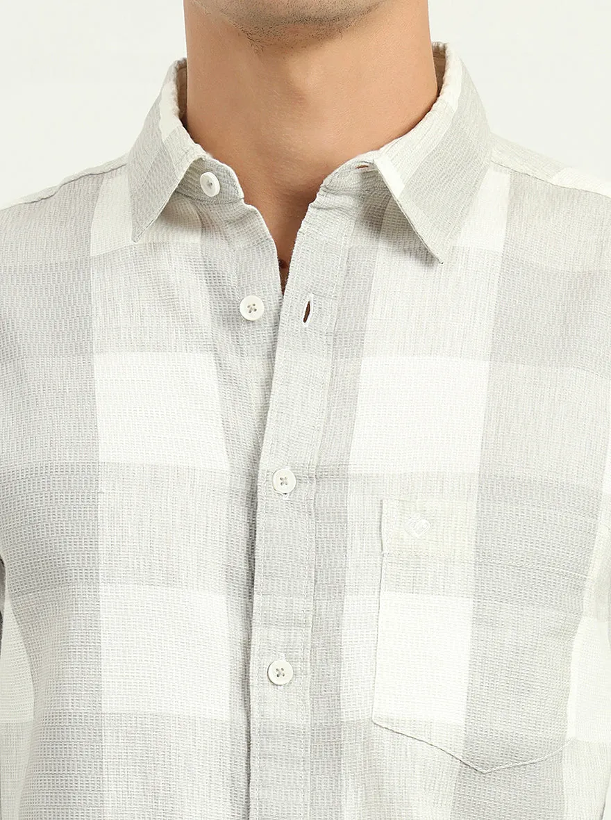 Grey Checked Slim Fit Casual Shirt | Greenfibre