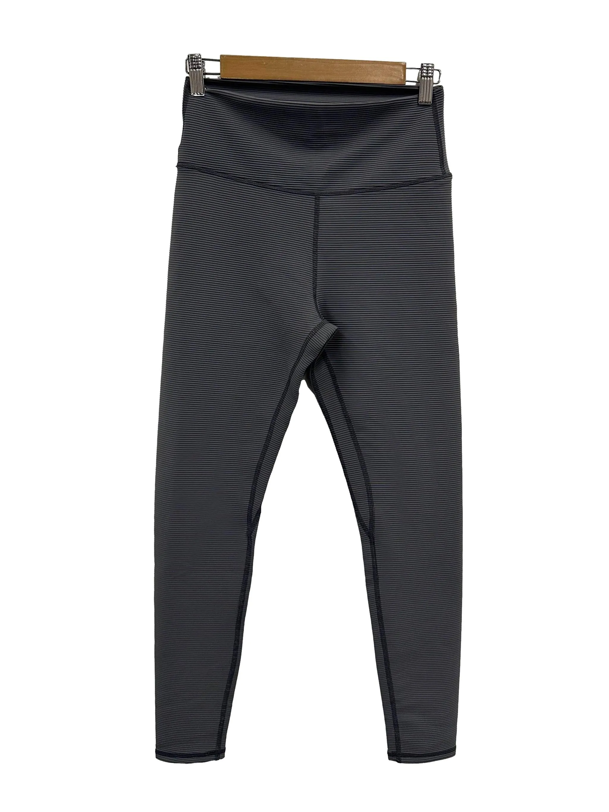 Grey Stripe Textured Leggings