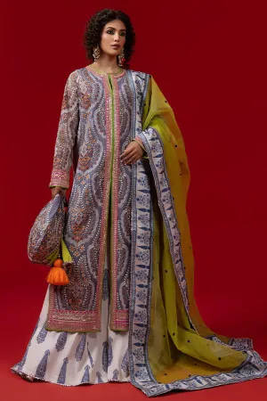 Grey White Gharara Kameez for Pakistani Wedding Dresses