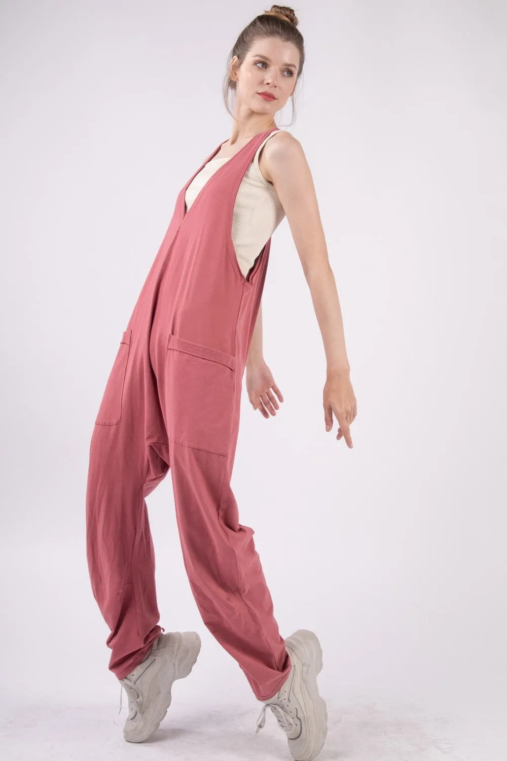 Hazel Blues® |  VERY J  Plunge Sleeveless Jumpsuit with Pockets