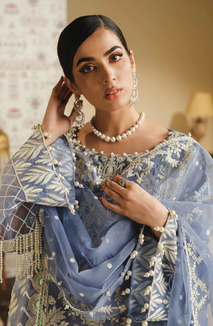 Heavily Embellished Grey Pakistani Long Kameez Sharara Wedding Dress