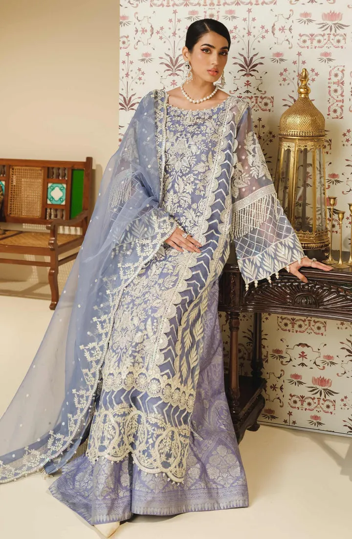 Heavily Embellished Grey Pakistani Long Kameez Sharara Wedding Dress