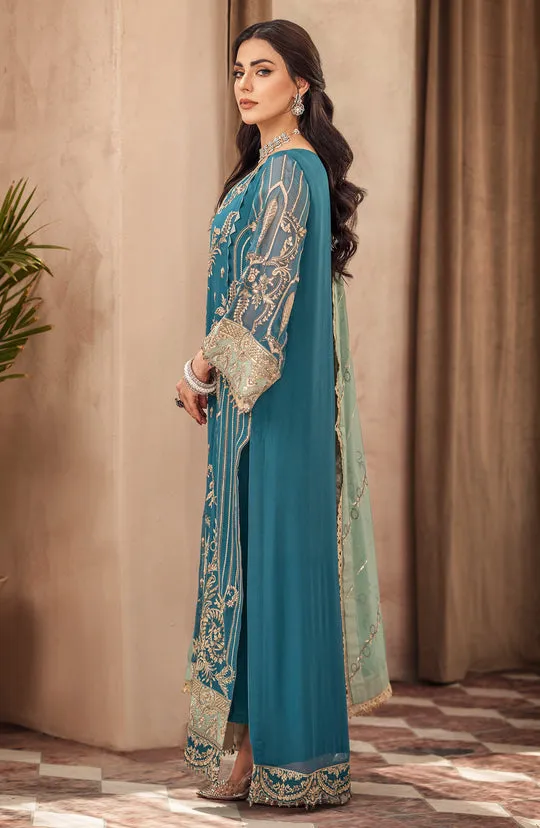 Heavily Embellished Pakistani Kameez Wedding Dress in Zinc Color