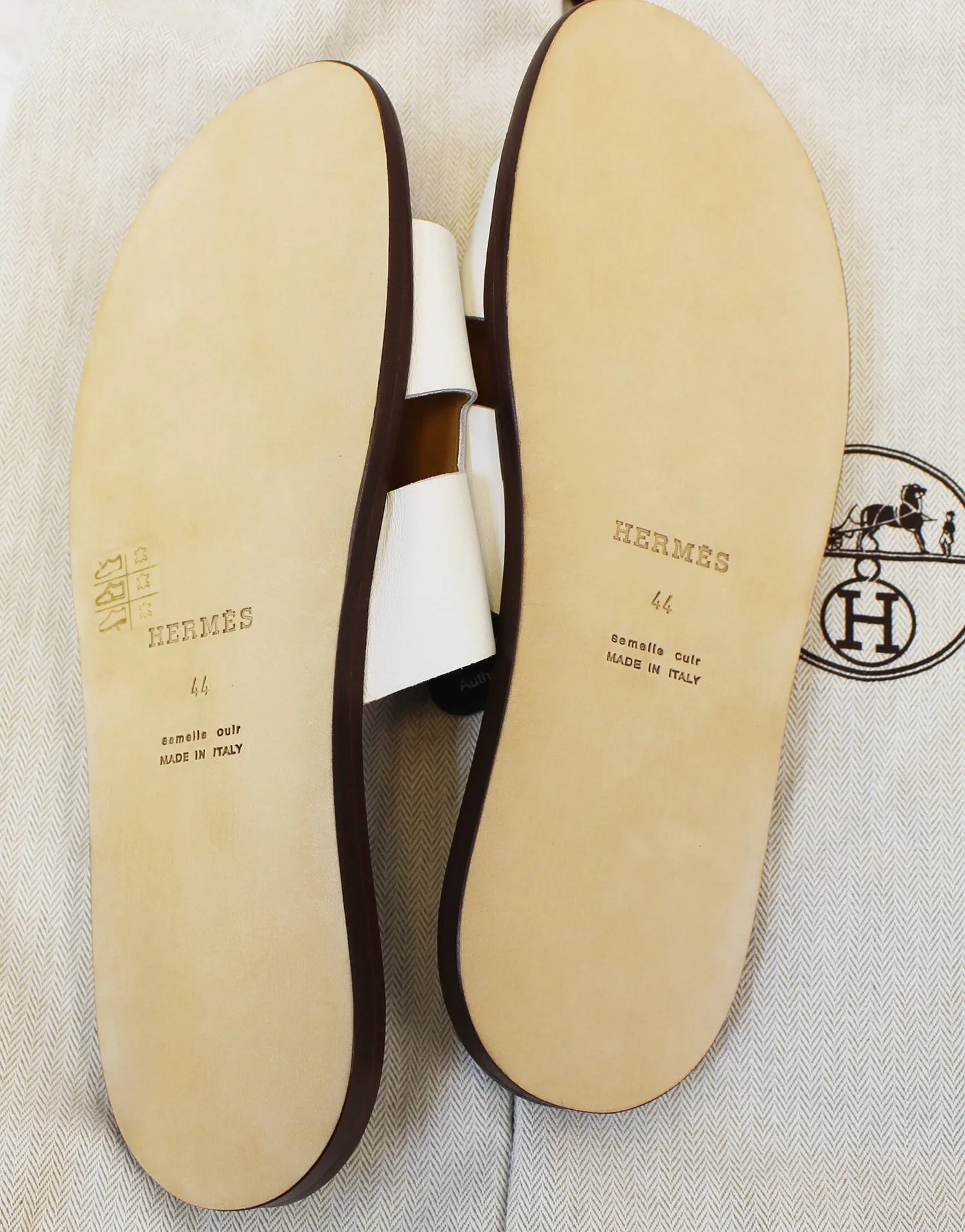 HERMES Izmir White Men's Sandals Size 44