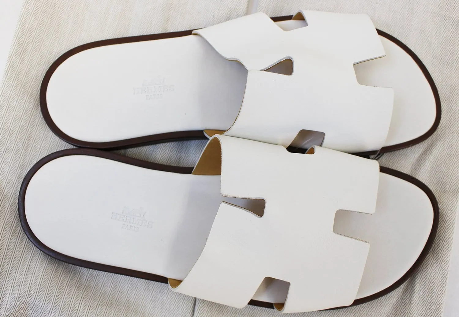 HERMES Izmir White Men's Sandals Size 44