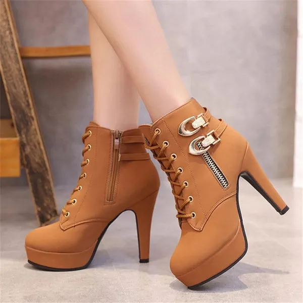High Heel Winter Boots Platform Shoes