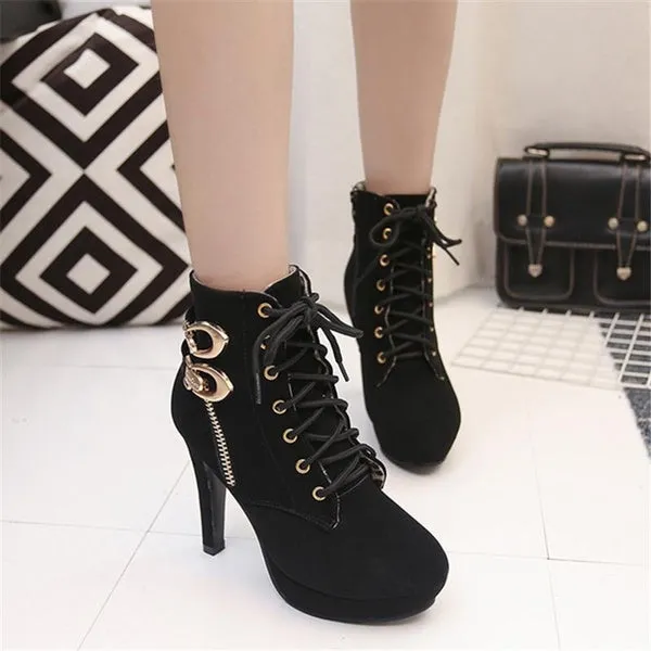 High Heel Winter Boots Platform Shoes