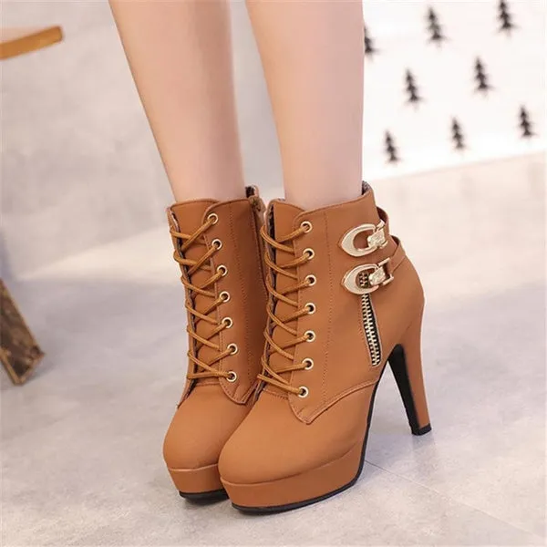 High Heel Winter Boots Platform Shoes