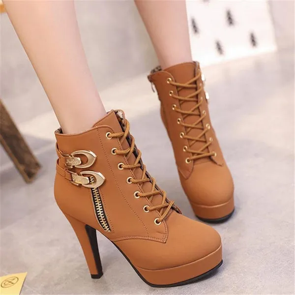 High Heel Winter Boots Platform Shoes