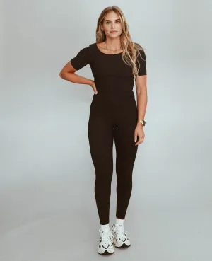 High Rise Ribbed Legging - Black