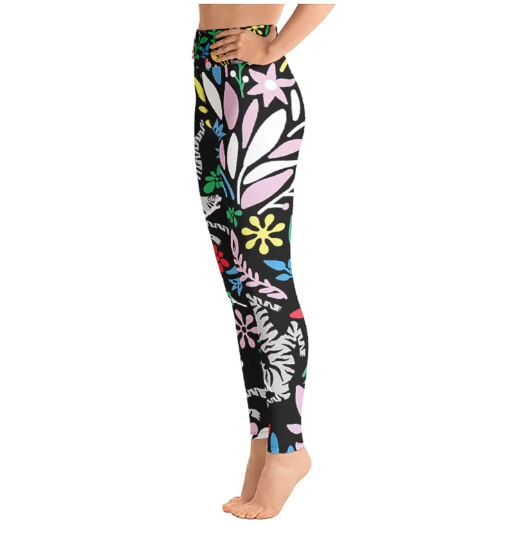 High Waist Yoga Leggings In Night Flowers