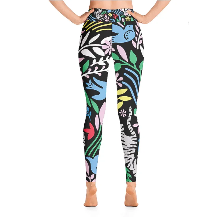 High Waist Yoga Leggings In Night Flowers