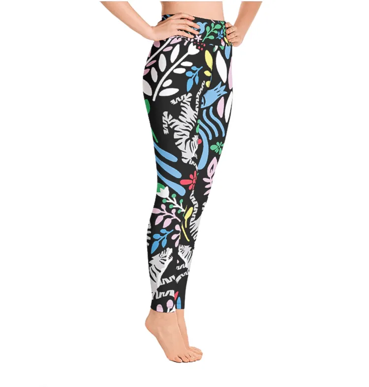 High Waist Yoga Leggings In Night Flowers
