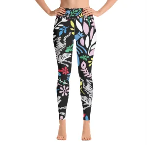 High Waist Yoga Leggings In Night Flowers
