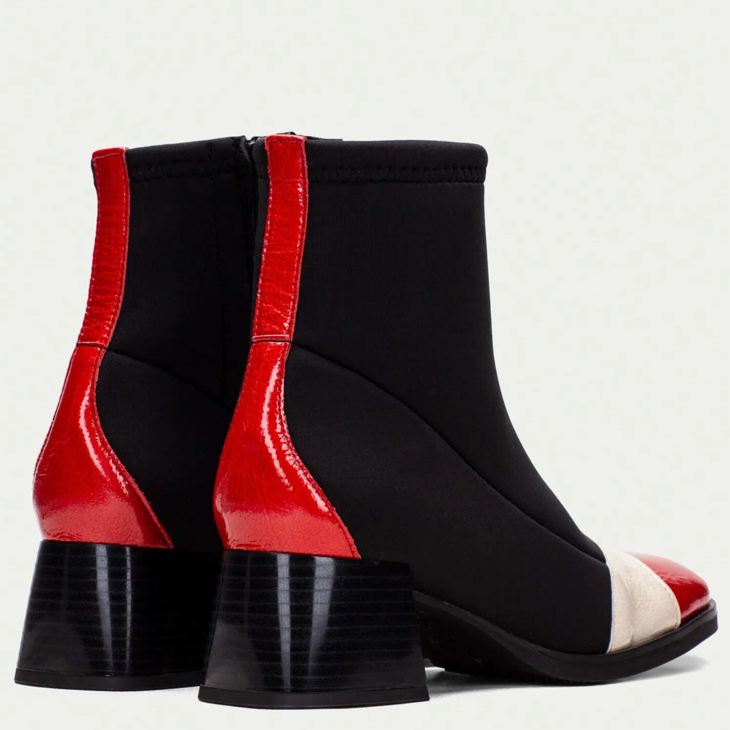 Hispanitas Black & Red Leather Small Heel Boots