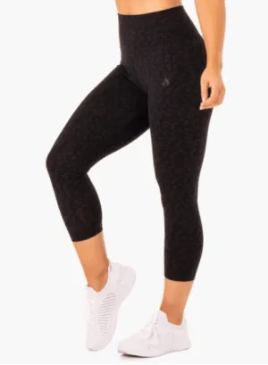 HYBRID 7/8 LEGGINGS - BLACK LEOPARD