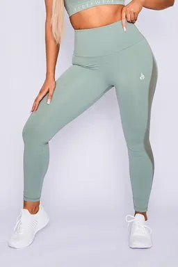 HYPE HIGH WAISTED MESH LEGGINGS - SAGE