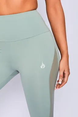 HYPE HIGH WAISTED MESH LEGGINGS - SAGE