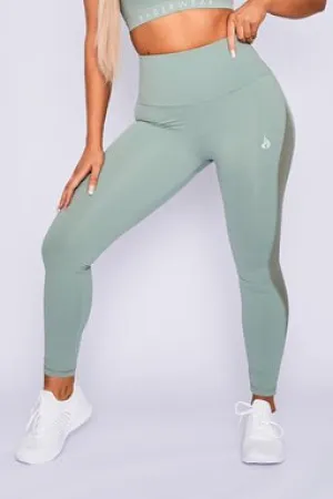 HYPE HIGH WAISTED MESH LEGGINGS - SAGE