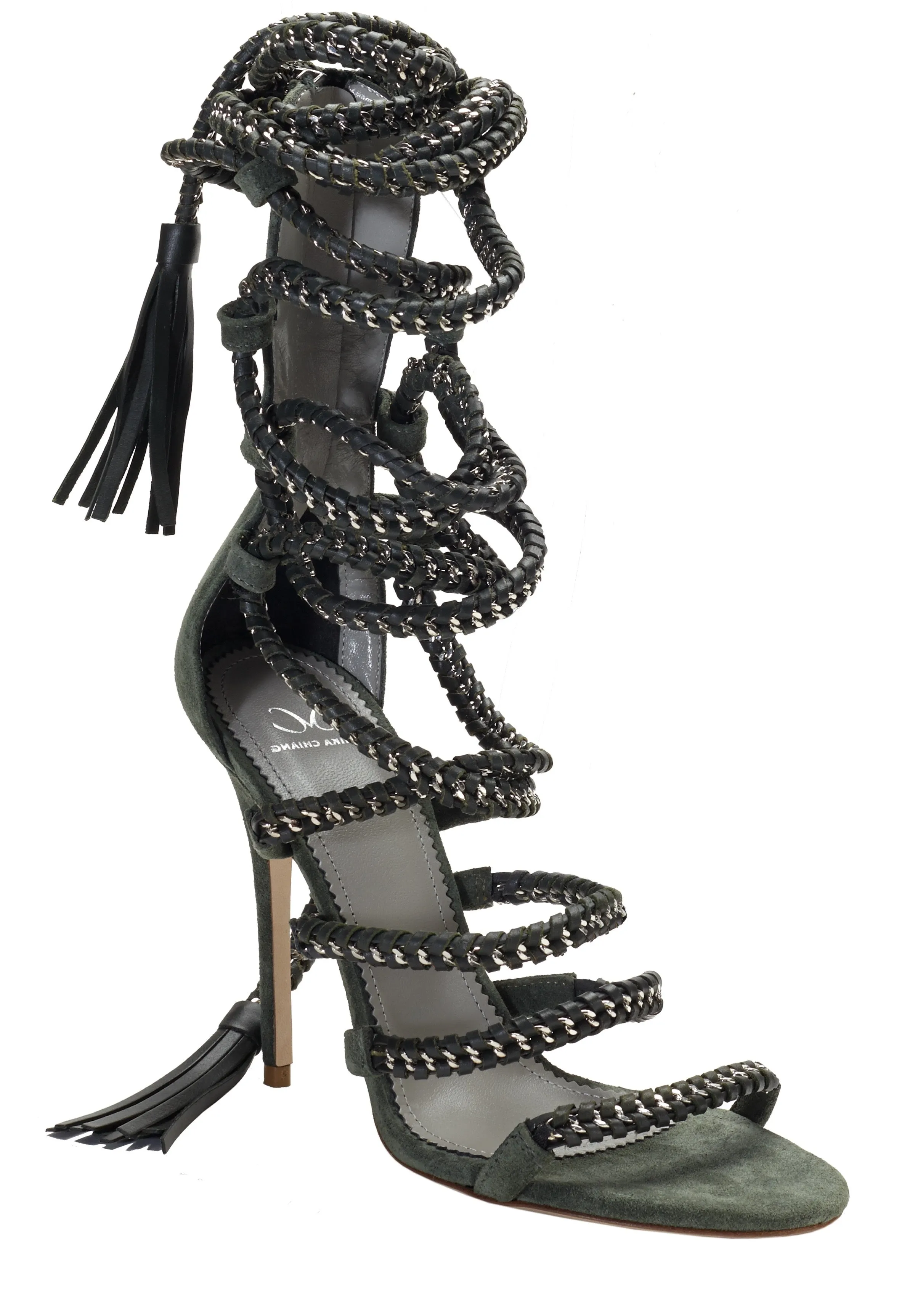 IMENA ARMY GREEN SUEDE SANDALS