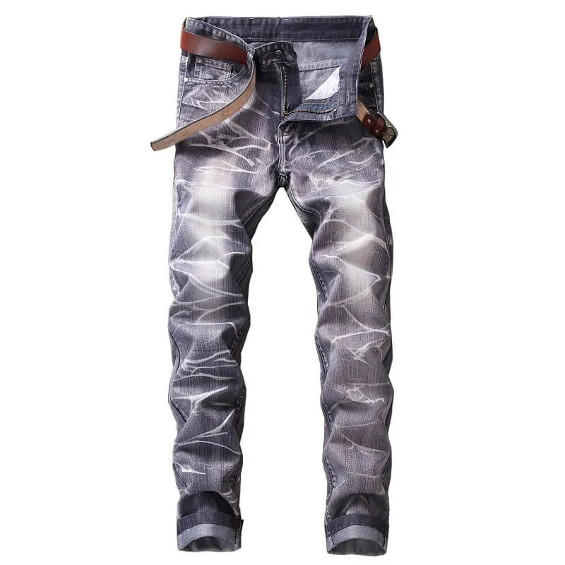 Individuality Men's Jeans Basic Mid Waist Jeans Straight Pants