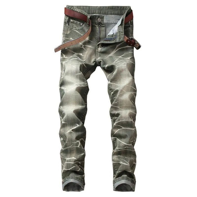 Individuality Men's Jeans Basic Mid Waist Jeans Straight Pants