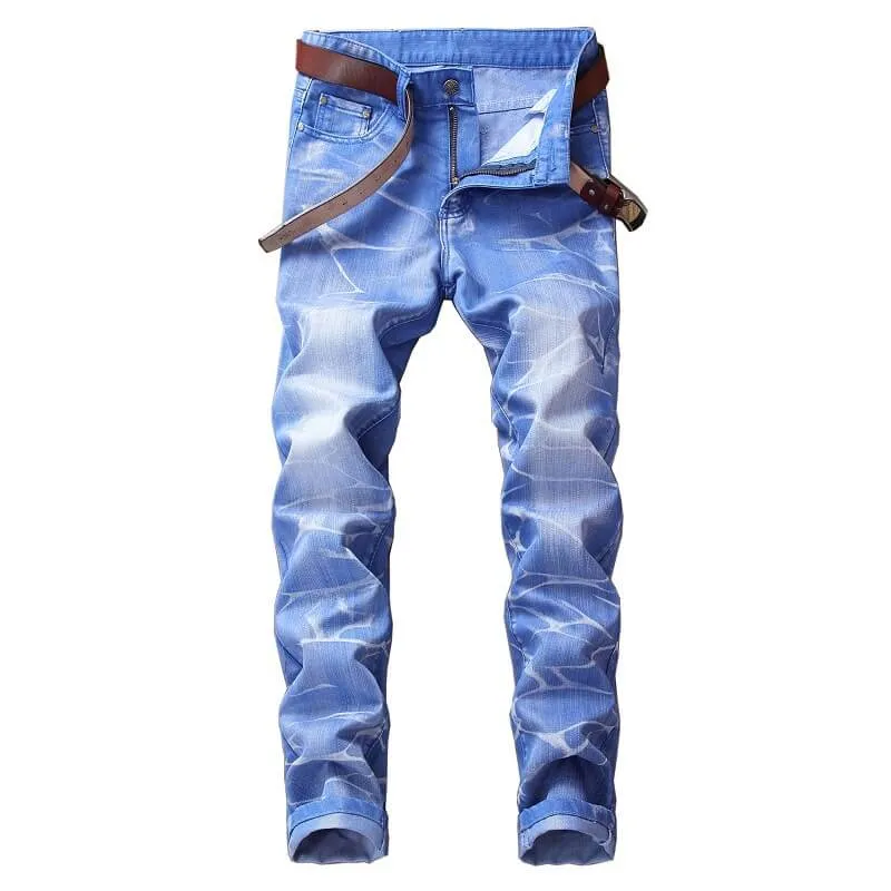 Individuality Men's Jeans Basic Mid Waist Jeans Straight Pants