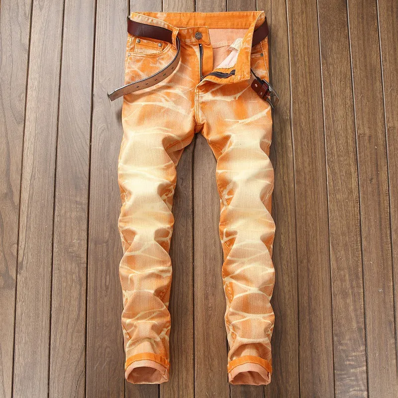 Individuality Men's Jeans Basic Mid Waist Jeans Straight Pants