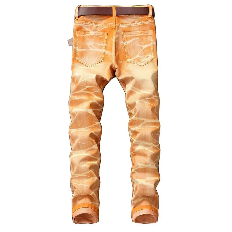 Individuality Men's Jeans Basic Mid Waist Jeans Straight Pants