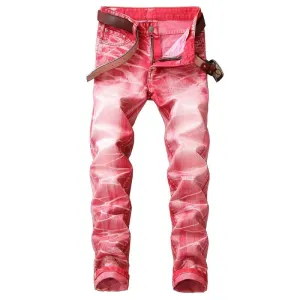 Individuality Men's Jeans Basic Mid Waist Jeans Straight Pants