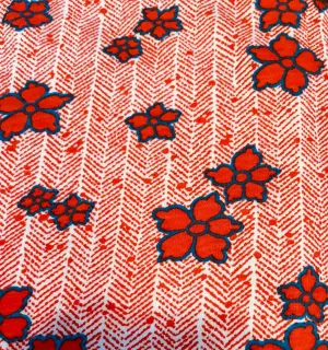 Interlock Jersey Knit Reddish Orange and Blue