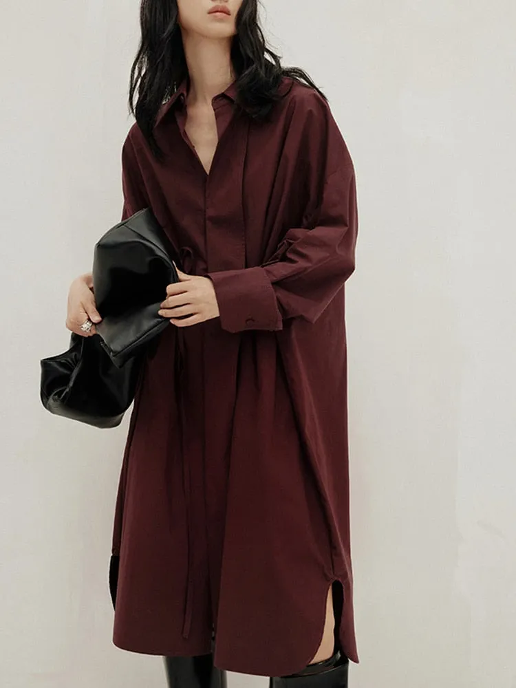 Iseul Casual Waist Knot Shirts Dress - 3 Colors