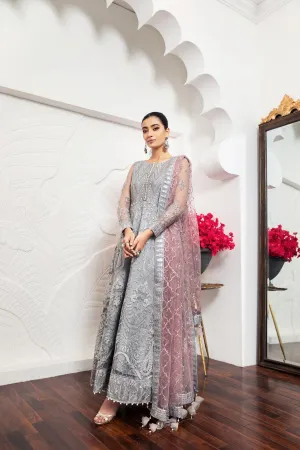 Ivory Heavily Embellished Pakistani Frock with Dupatta Party Wear