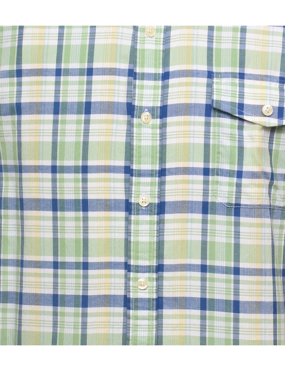 Izod Checked Light Green & Blue Shirt - XL