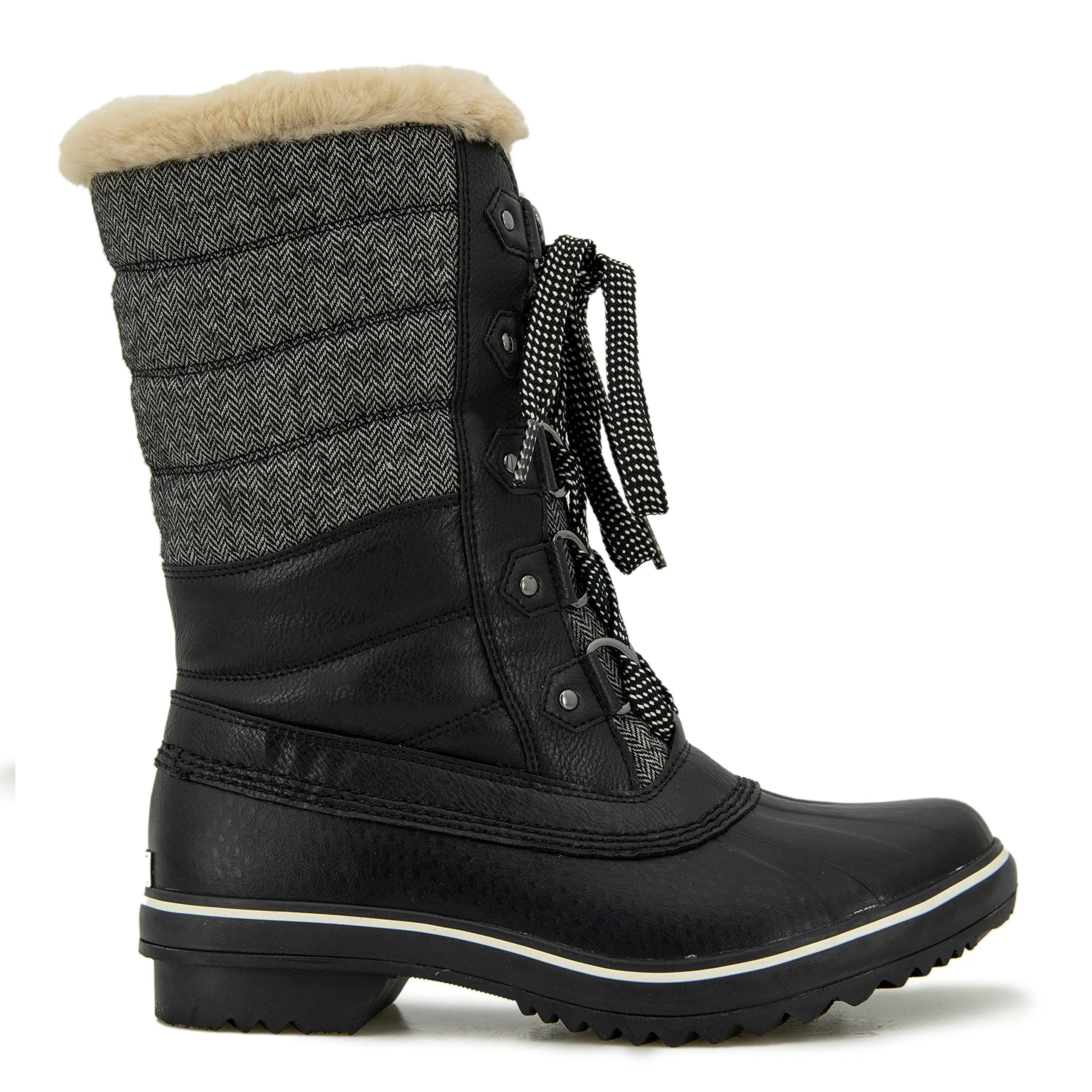 JBU by Jambu Women's Siberia Water Resistant Snow Boot, Black Herringbone, 9