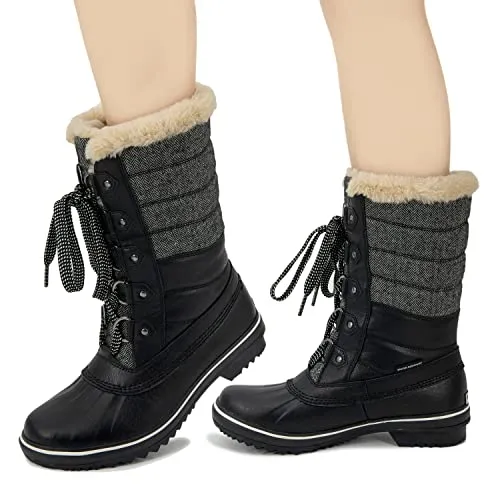 JBU by Jambu Women's Siberia Water Resistant Snow Boot, Black Herringbone, 9