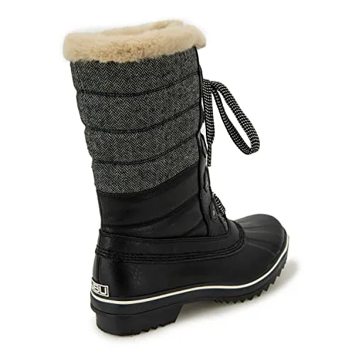 JBU by Jambu Women's Siberia Water Resistant Snow Boot, Black Herringbone, 9
