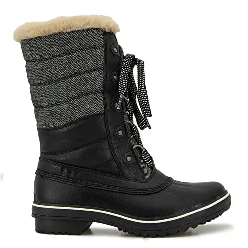 JBU by Jambu Women's Siberia Water Resistant Snow Boot, Black Herringbone, 9
