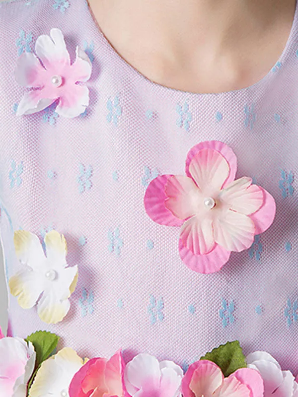 Jewel Neck Sleeveless Flowers Formal Kids Pageant flower girl dresses