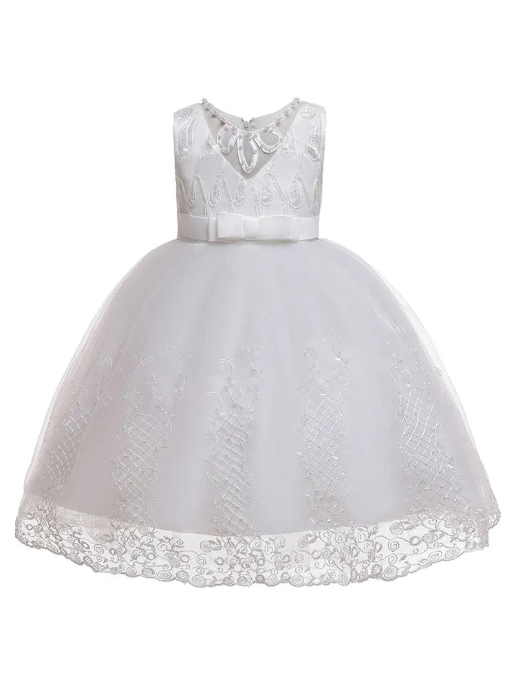 Jewel Neck Tulle Sleeveless Short Princess Kids Pageant flower girl dresses