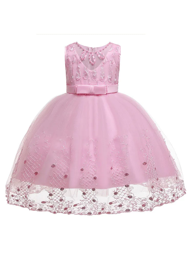 Jewel Neck Tulle Sleeveless Short Princess Kids Pageant flower girl dresses