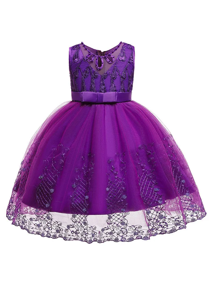 Jewel Neck Tulle Sleeveless Short Princess Kids Pageant flower girl dresses