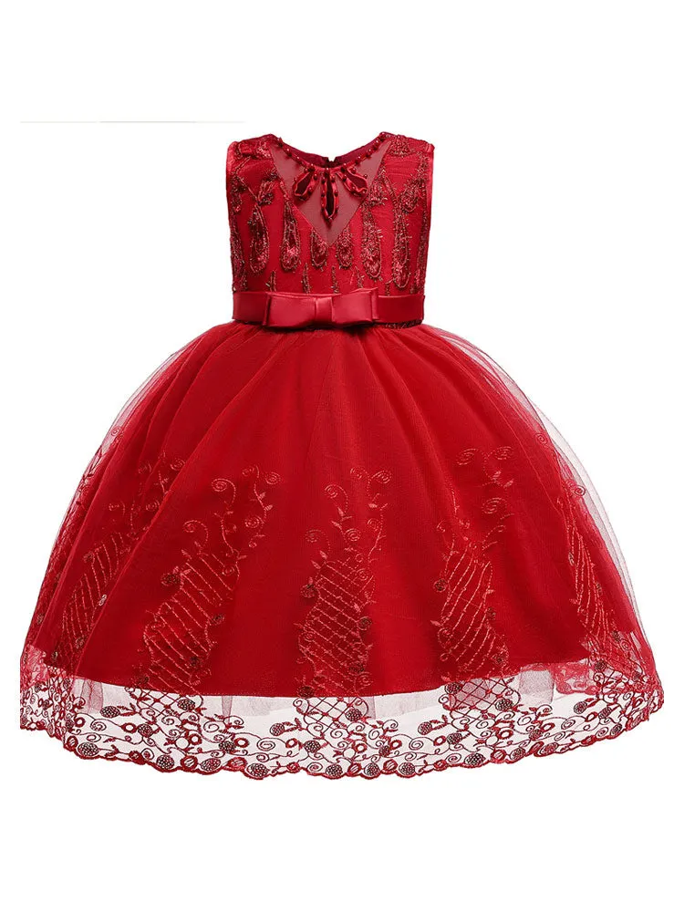 Jewel Neck Tulle Sleeveless Short Princess Kids Pageant flower girl dresses