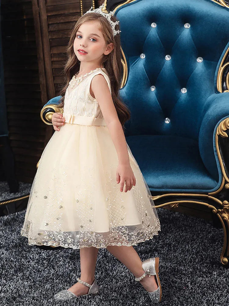 Jewel Neck Tulle Sleeveless Short Princess Kids Pageant flower girl dresses