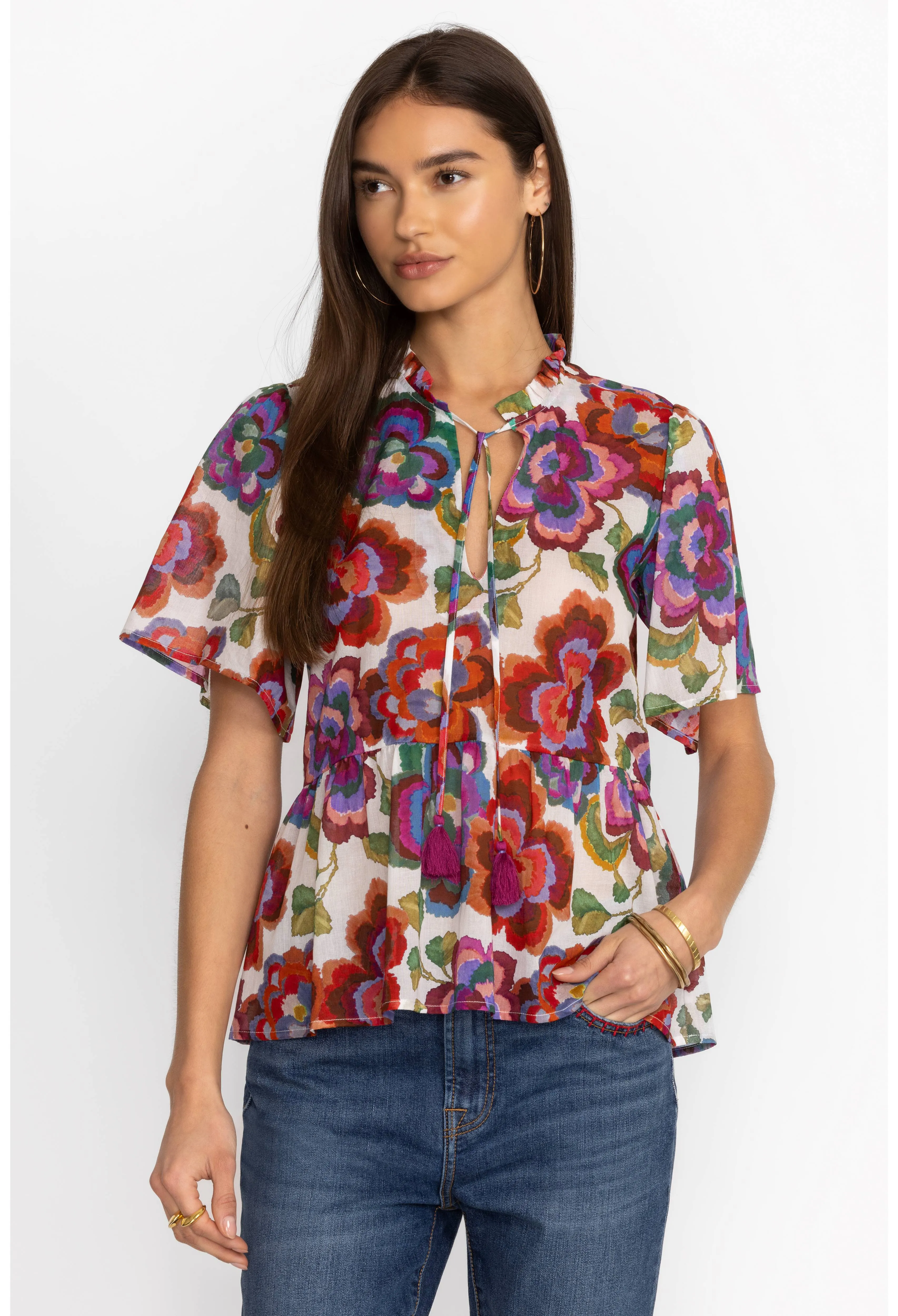 Johnny Was Calanthe High Low Empire Waist Top