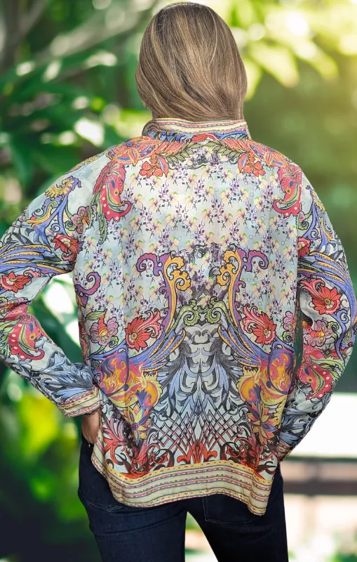 Johnny Was - The Audrey Oversized Blouse - Akai - last one