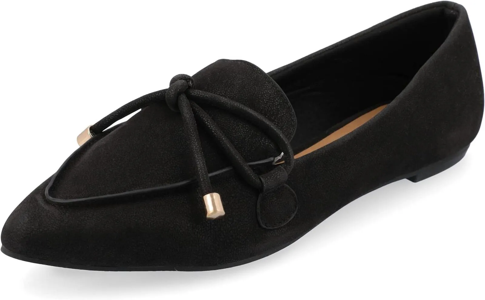 Journee Collection Womens Muriel Slip On Pointed Toe Loafer Flats Black 6.5M